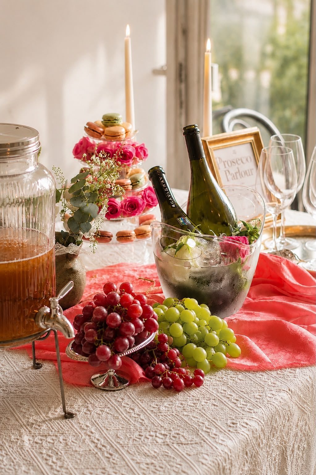 The Prosecco Parlour tablescape from a past Three Petals event